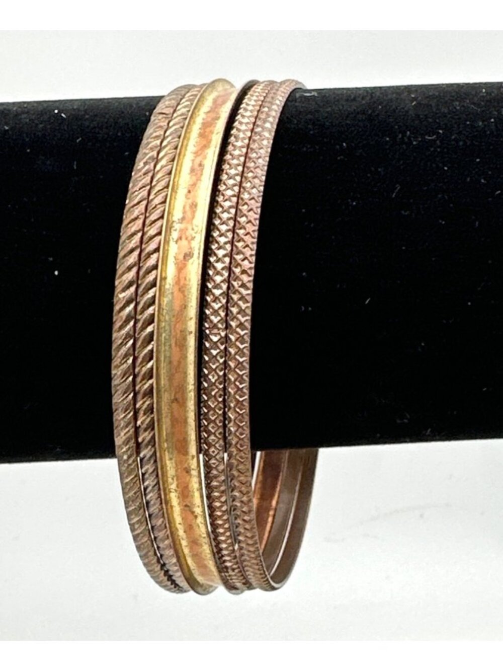 Vintage Boho Copper Brass Bangle Bracelet 5 pieces Intricate Textures
